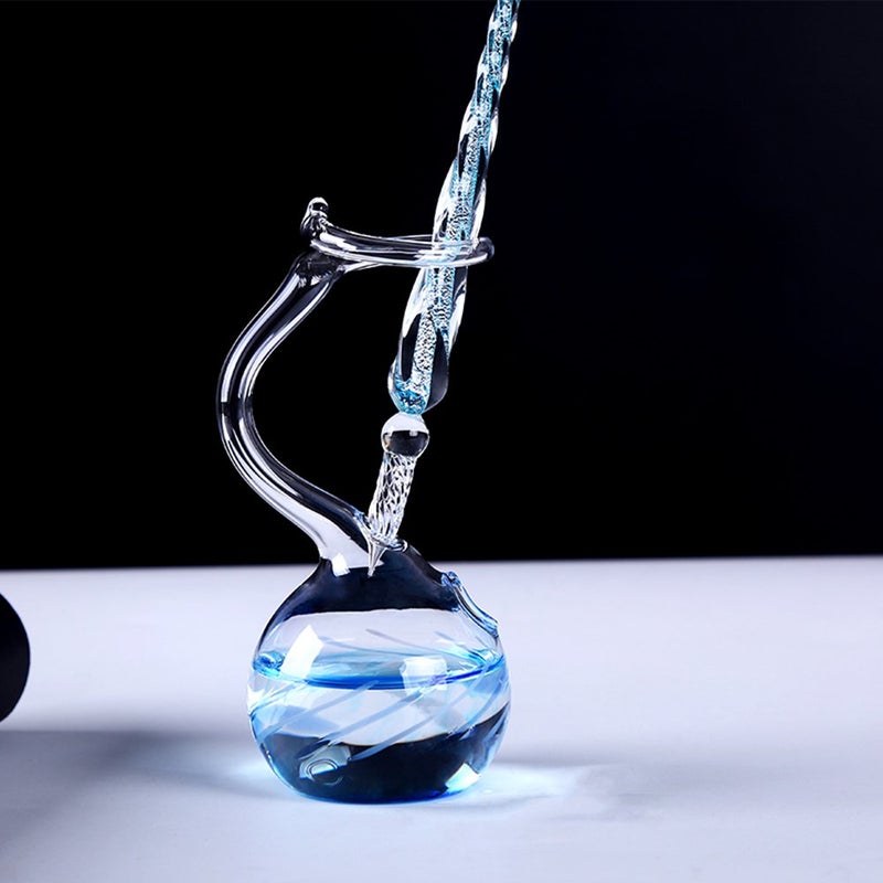 Earlyred Calligraphy Pen Set Handmade Glass Dip Pen Holder Crystal Drip Fountain Pen Writing Signatures Pen Ink Washing Inkwell Pen Decoration Office Student Gift Blue (Not Ink) - Image 2